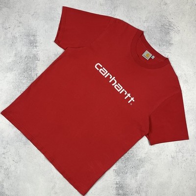 Vintage Carhartt Script Big Logo Short Sleeve T Shirt 2000 s Red Size Large...