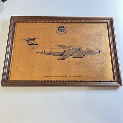 Cotswold Etchings C141 Starlifter USAF Framed Copper Wall Decor