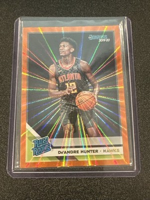 2019-20 DONRUSS RATED ROOKIE DE'ANDRE HUNTER ORANGE LAZER RC ATLANTA HAWKS
