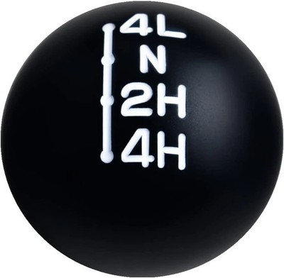 Transfer Case Shift Knob Aluminum NP205 7/16-20 Black w/Engraved Inlay White