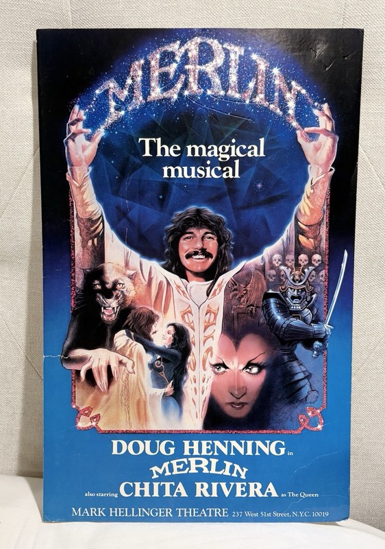 Vintage Merlin 22 x 14” Poster Featuring  Doug Henning Broadway Musical