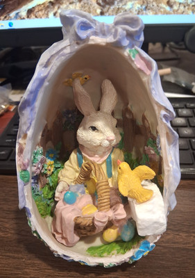 GIFT INNOVATIONS 6'' BUNNY IN EASTER EGG FIGURINE DECORATIVE, HAND PAINTED