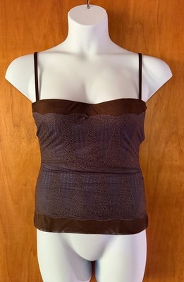 Intimissimi Brown & Blue Lace Bustier Tank Size Large