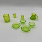 Barbie Green Clear Dishware Lot Vintage Bowls Coffee Carafe Vase