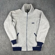 Vintage 80s Patagonia Zip Up Fleece Large Men  s Grey Navy Small Logo Outerwear