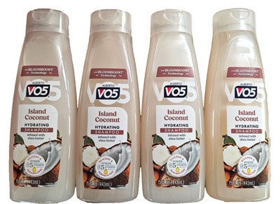 VO5 Shampoo ISLAND COCONUT 15oz ( 4 bottles ) NEW LOOK!