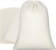 Pangda 15 Pcs Muslin Bags 15 x 22 Inch Cloth Bags with Drawstring Large Stora...