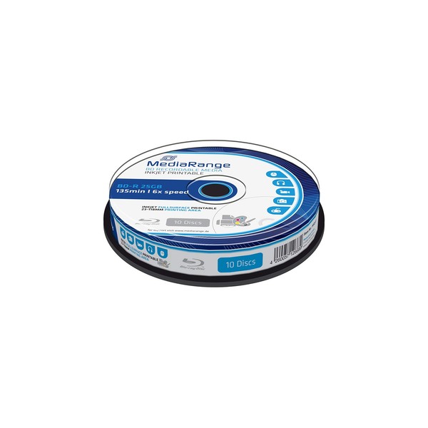 BD-R 25GB 6X Speed Bedruckbare Blu-Ray Rohlinge 10Er Pack Mediarange MR500-image