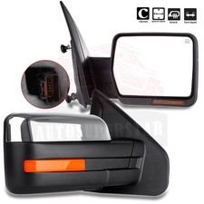 For 04-14 F-150 Truck Power Heated Turn Signals Towing Chrome Side Mirrors
