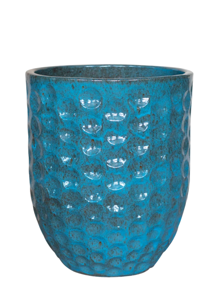 Dekotopf Keramik Blumentopf Übertopf für Wohnzimmer & Büro Stahlblau MEROVEE - Bild 2 von 4