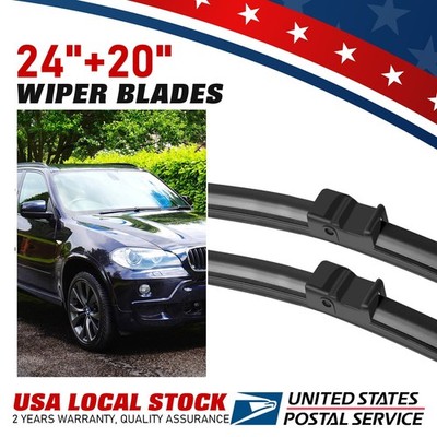 2Pcs Front Windshield Flat Wiper Blades Replace For BMW X5 X6 2006-2012 24''+20''