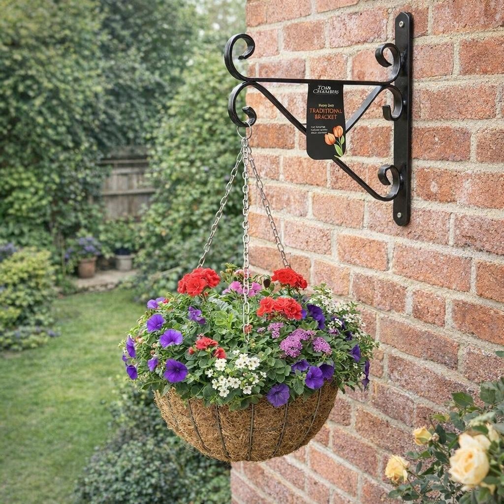 Hanging Basket Bracket Heavy Duty Flower Basket Wall Chimes Bird Feeder 30cm
