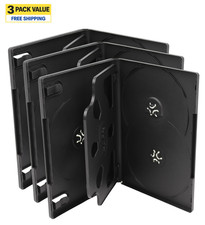 3 Pack Standard Black DVD Replacement Movie Cases 14mm 5 Disc With Clear Sleeve