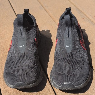 Nike Epic Phantom React Flyknit Black Red Men's Slip-On Sneakers CT3627-993