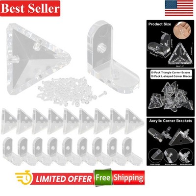 20 Pack Clear Acrylic Corner Brace Set - L & Triangle Design Brackets
