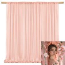 2 PCS TAYS057 Pink Tulle Backdrop Curtains 10x10 Ft Blush Pink Wedding Party