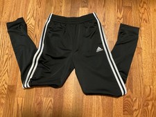 Boys Kids Adidas Black Track Pants Joggers 3 Stripe Athletic Size Large 14/16