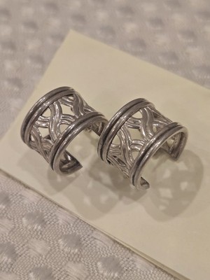 Vintage Cut Out Dicke Sterling Silber Creolen Edler Schmuck X Form Cut Out
