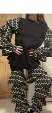 RARE 1960s RUDI GERNREICH for HARMON KNITWEAR TIERED RUFFLED KNIT SET
