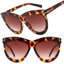 Womens Cat Eye Sunglasses Tortoise Brown Tinted Plastic UV Protection Durable