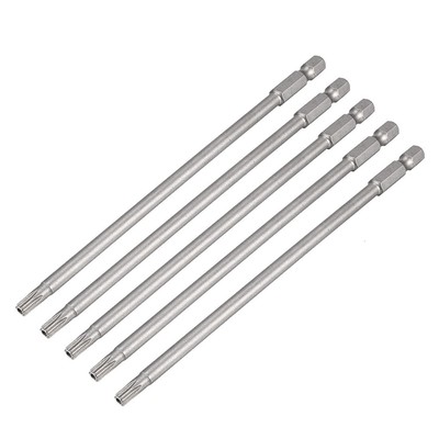 5 Pcs 1/4'' Hex Shank T25 Magnetic Security Torx Screwdriver Bits 150mm Length