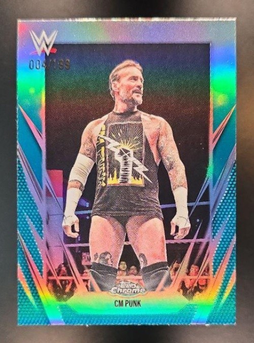 2026 Topps Chrome WWE CM Punk #49 Aqua Refractor 4/199