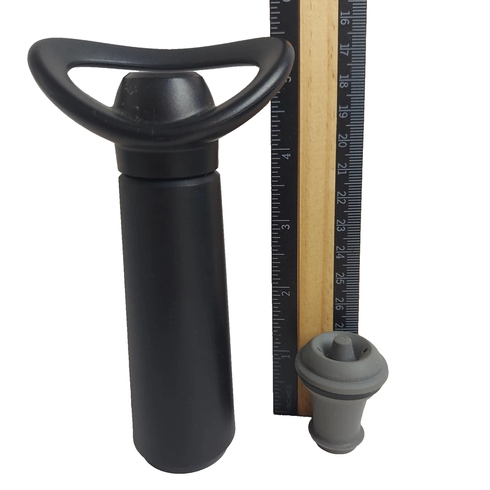 Ahorrador de vino al vacío VacuVin bomba negra y 4 tapones de botella grises conservador de vino Foto 3 de 3