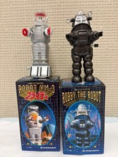 Masudaya Tin Robot YM-3 and Robby the Robot Set of 2 Wind Up Japan with Boxes