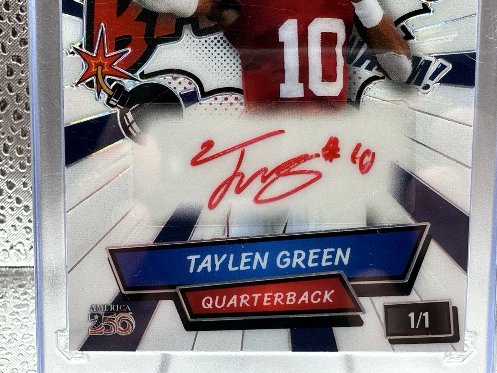 Wild Card Comix Bang! Taylen Green Rookie 1/1 Auto Football Trading Card view 3