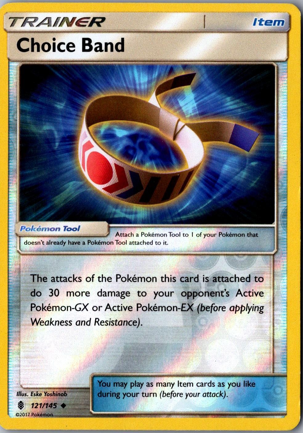 Choice Band Reverse Holo 121/145 Uncommon Guardians Rising LP Pokemon Card