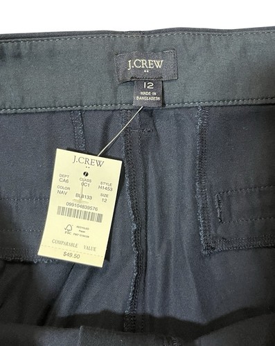 NWT J. Crew Women’s 5" stretch chino short Navy Size 12 - Picture 3 of 3