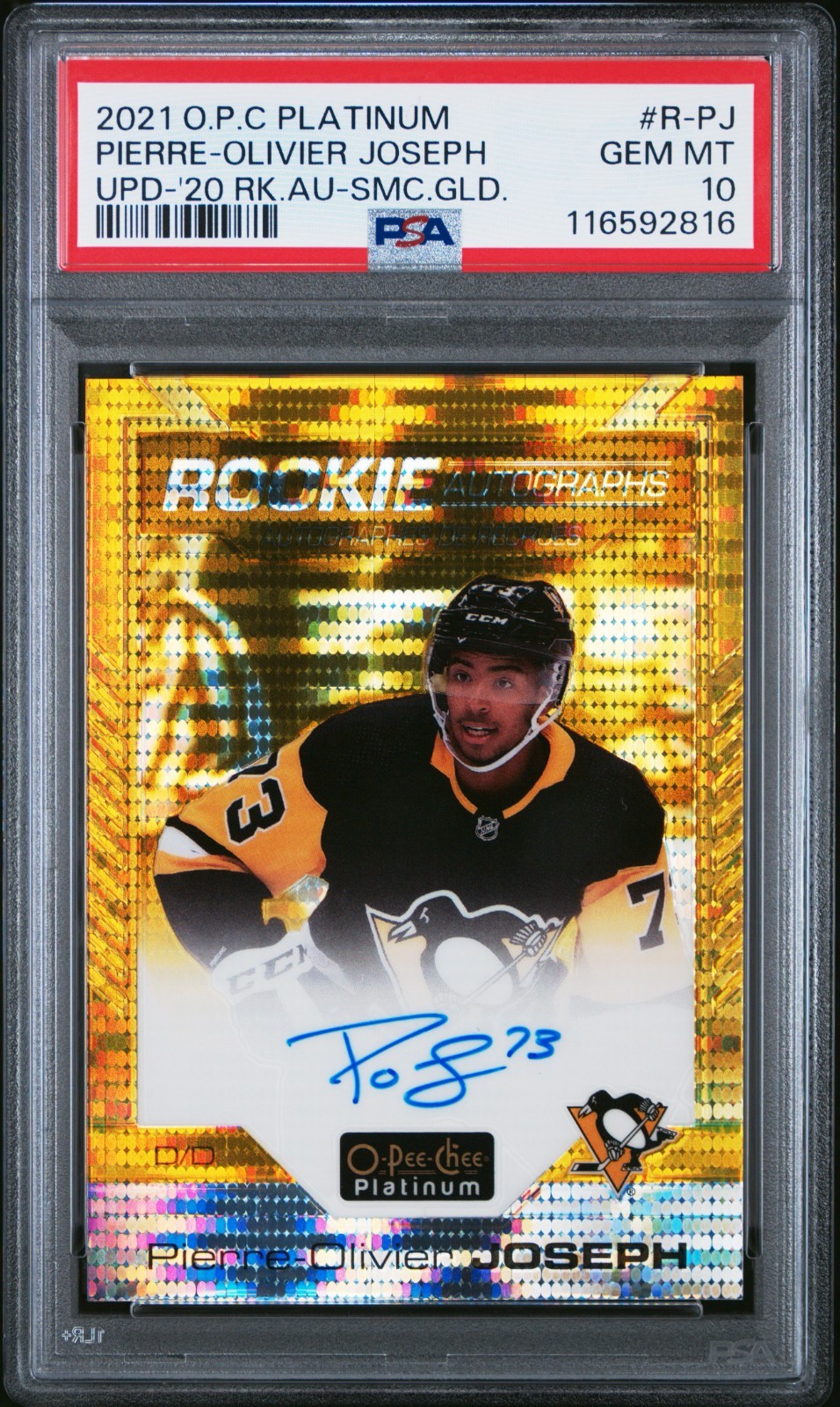 2021 OPC PLATINUM ROOKIE AUTO #R-PJ PIERRE-OLIVIER JOSEPH GOLD /25 PSA 10 Gem!