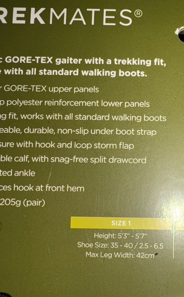 Nuevas polainas Trekmates negras Cairngorm Gore-Tex talla 1 Foto 4 de 4