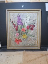 Vintage Still Life Oil 1955 British Modernist Signed Original Frame