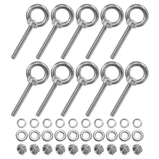 10-Sets Stainless Eyebolt M5x40mm Shoulder Lifting Eye Bolt with Nuts Washers