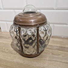 Vintage Copper & Bubble Glass Arts & Crafts Lantern