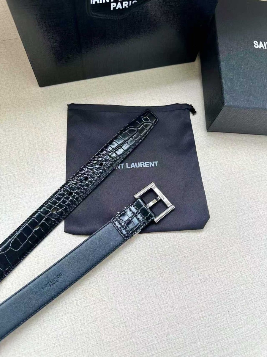 Yves Saint Laurent Silver YSL Logo Genuine Black Calfskin  display picture 3