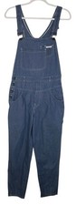 Carpenter Bib Overalls Women's Pleated Tapered Denim Sz Med