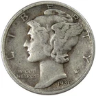 1936 D Mercury Dime F Fine 90% Silver 10c US Coin Collectible