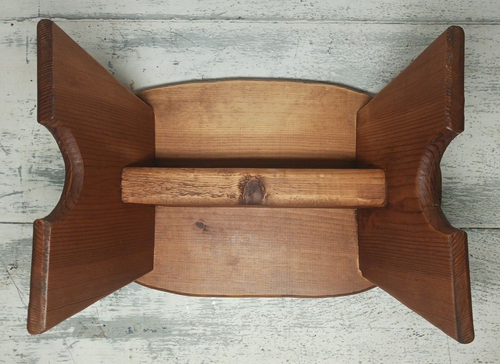 Hand Made & Painted Vintage Primitive Oval Oak Wood Stool 7 1/4"t x 17"L x 10"w - Picture 20 of 24