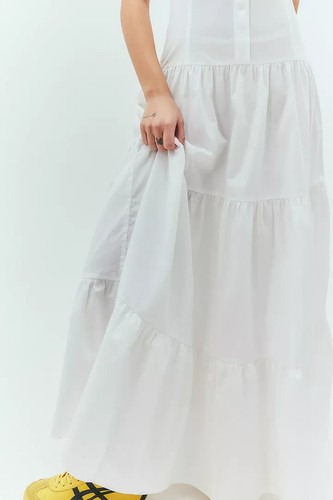 LIONESS MILKMAID TIERED MAXI DRESS WHITE MEDIUM 12 URBAN OUTFITTERS - Picture 6 of 8
