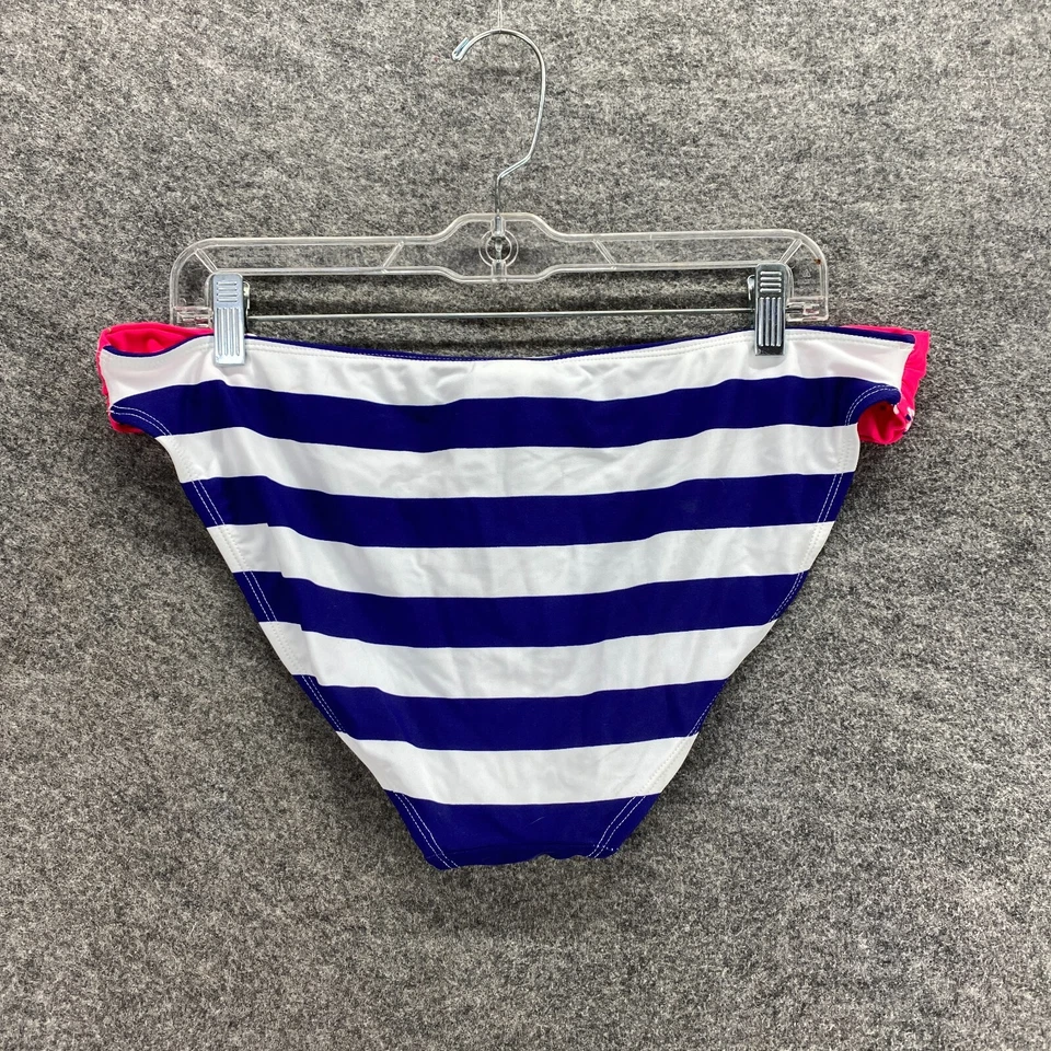 Nuevo Antiguo Bañador Azul Marino Bikini Parte Inferior Mujer XL Azul Rayas Cintura Elástica Forrada Foto 2 de 4