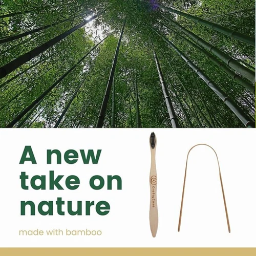 CraftQIndia Bamboo Tongue Cleaner and Toothbrush - Thumbnail 3
