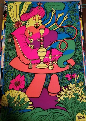 WHO ARE YOU? VINTAGE 1970 BLACKLIGHT PRO ARTS HEADSHOP POSTER By