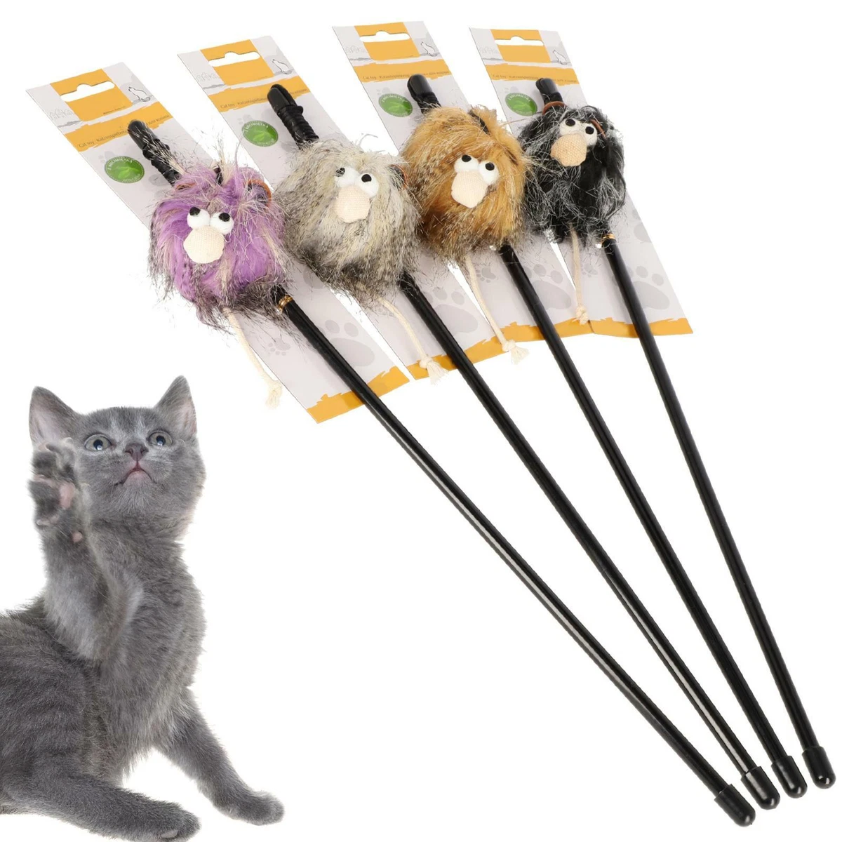 Cat Toy Teaser Wand Bell Catnip Interactive Kitten Play Fishing