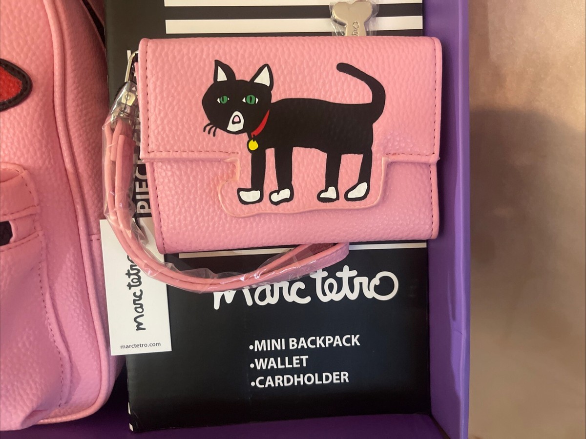 Marc Tetro Pink Cat Backpack Wallet Cardholder Gift Box Set NWT Marc Tetro Cat Backpack Wallet Card Holder Pink ~~3 Piece  main image 3