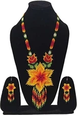 Yellow Sun Flower American Style Beaded Beaded hand band beaded necklace earring