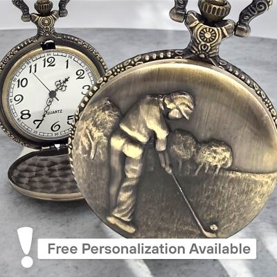 Golfer Pocket Watch - Vintage Style, Golf Trophy, Championship Prize Keepsake