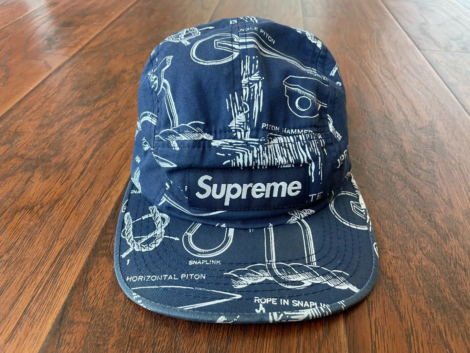 Casquette Supreme Alpine Camp 2008 boîte logo chapeau bleu vintage authentique