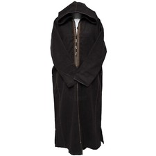 Men's Cashmere Wool Thick Brown Long Sleeve Moroccan Hooded Thobe Jubba Djellaba